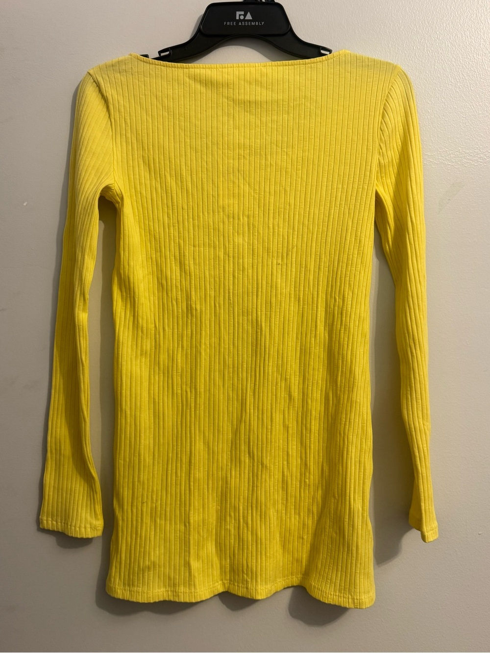 Mango Yellow Ribbed Long-Sleeve Button Front Top - Picture 4 of 6